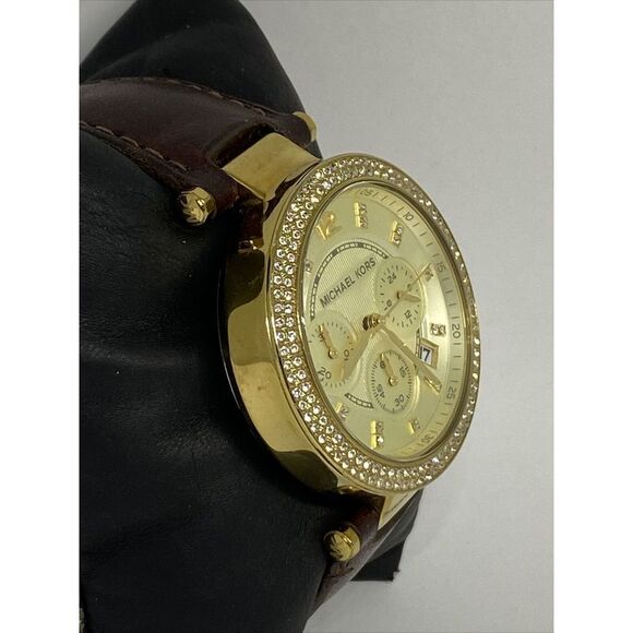 Michael Kors Parker MK2249 Women's Brown Leather Analog Dial Quartz Watch VK715 - Picture 5 of 12